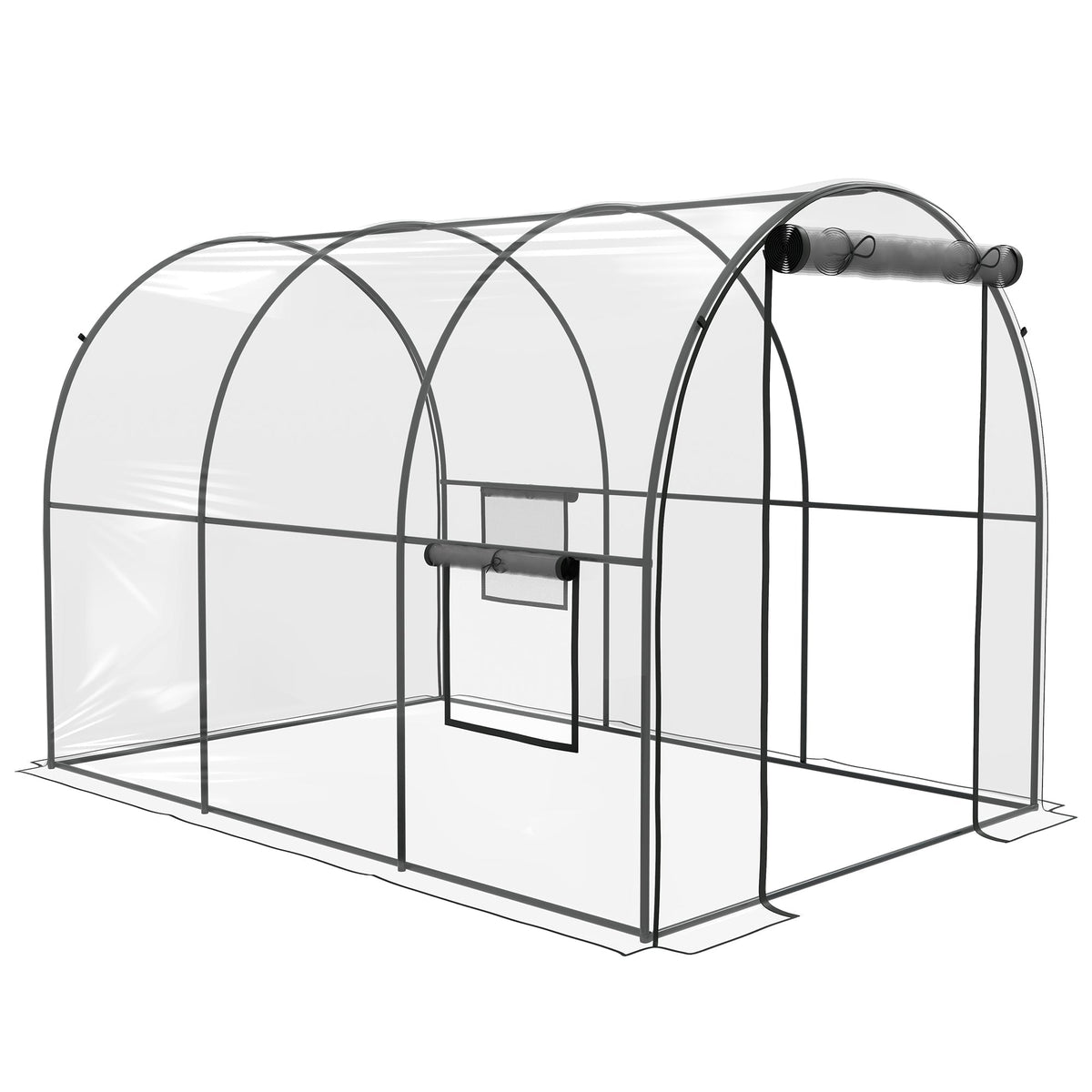 Outsunny Polytunnel Greenhouse Walk-in Grow House with Plasric Cover in Clear