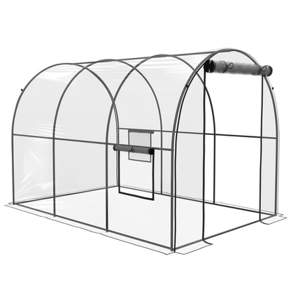 Outsunny Polytunnel Greenhouse Walk-in Grow House with Plasric Cover in Clear