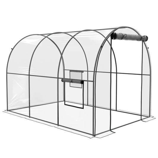 Outsunny Polytunnel Greenhouse Walk-in Grow House with Plasric Cover in Clear