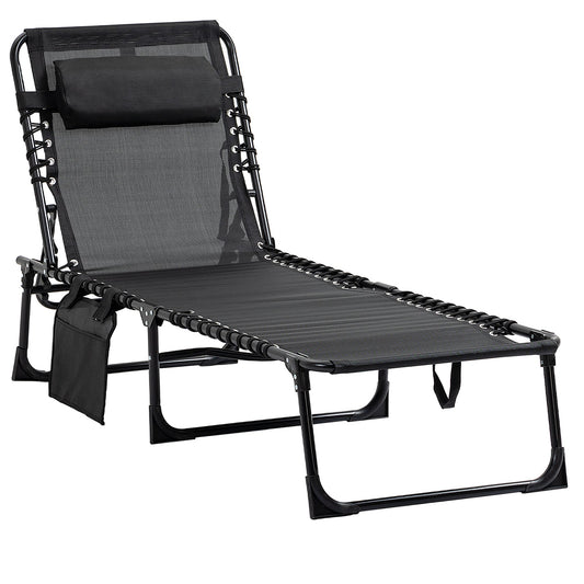 Outsunny Portable Sun Lounger in Black