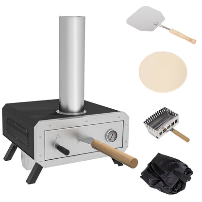 Outsunny Portable Wood Pellet Pizza Oven in Black