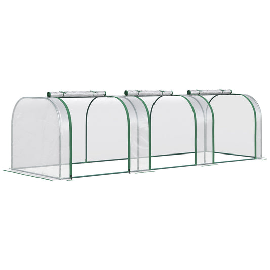 Outsunny PVC Tunnel Greenhouse Green Grow House Steel Frame in Clear