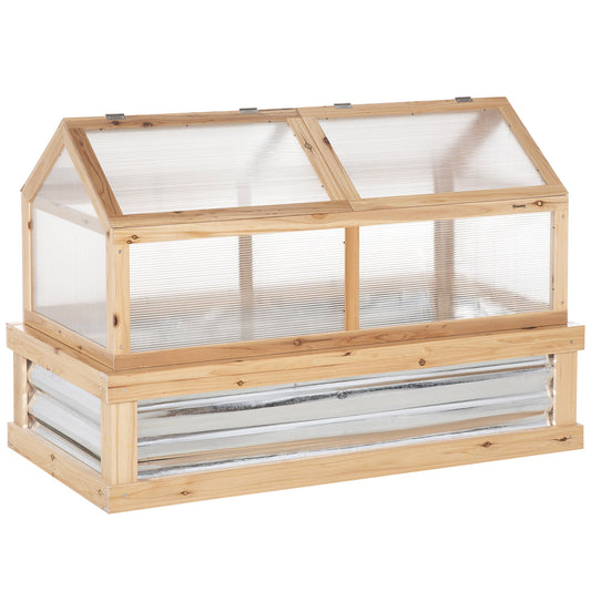 Outsunny Raised Garden Bed with Greenhouse Top in a Natural Wood Finish