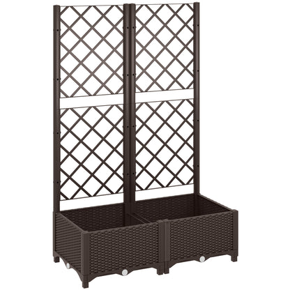 Outsunny Raised Garden Bed with Trellis in Brown