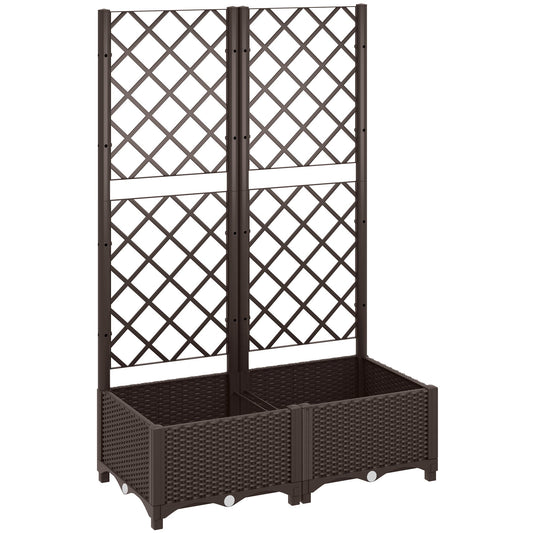 Outsunny Raised Garden Bed with Trellis in Brown