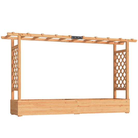 Outsunny Raised Planter with Trellis in a Natural Wood Finish