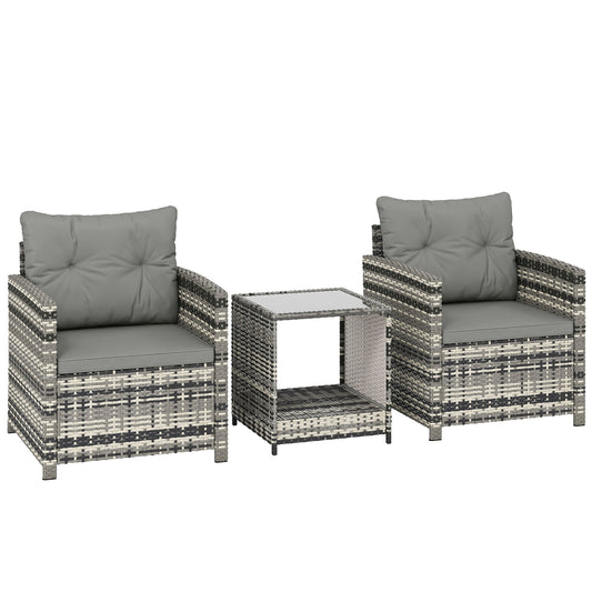 Outsunny Rattan Bistro Set in Mixed Grey