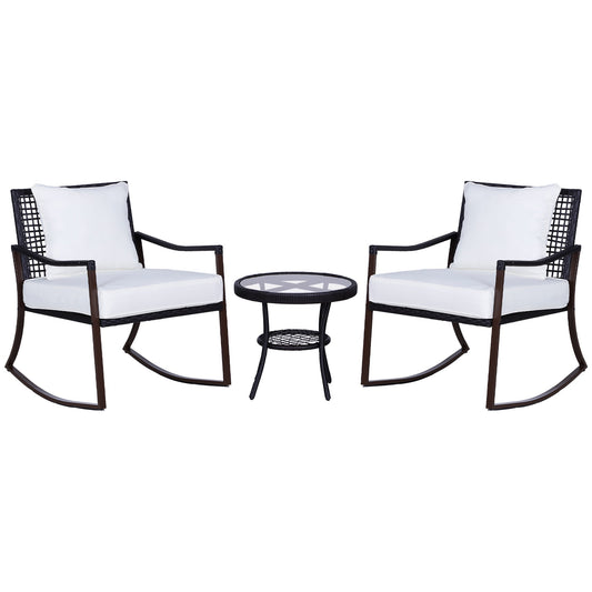 Outsunny Rattan Bistro Set in Brown and Cream White