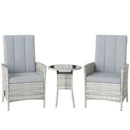 Outsunny Rattan Bistro Set in Light Grey
