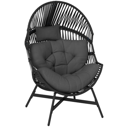Outsunny Rattan Egg Chair in Charcoal Grey