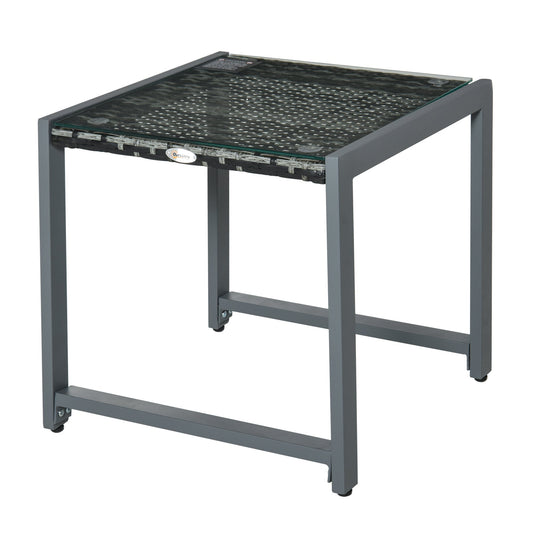 Outsunny Rattan End Table Side Coffee Desk in Grey