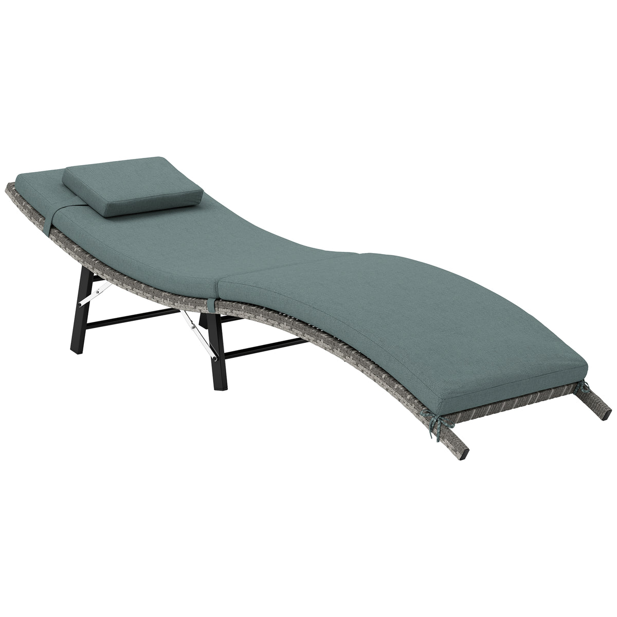 Outsunny Rattan Folding Sun Lounger in Mixed Grey
