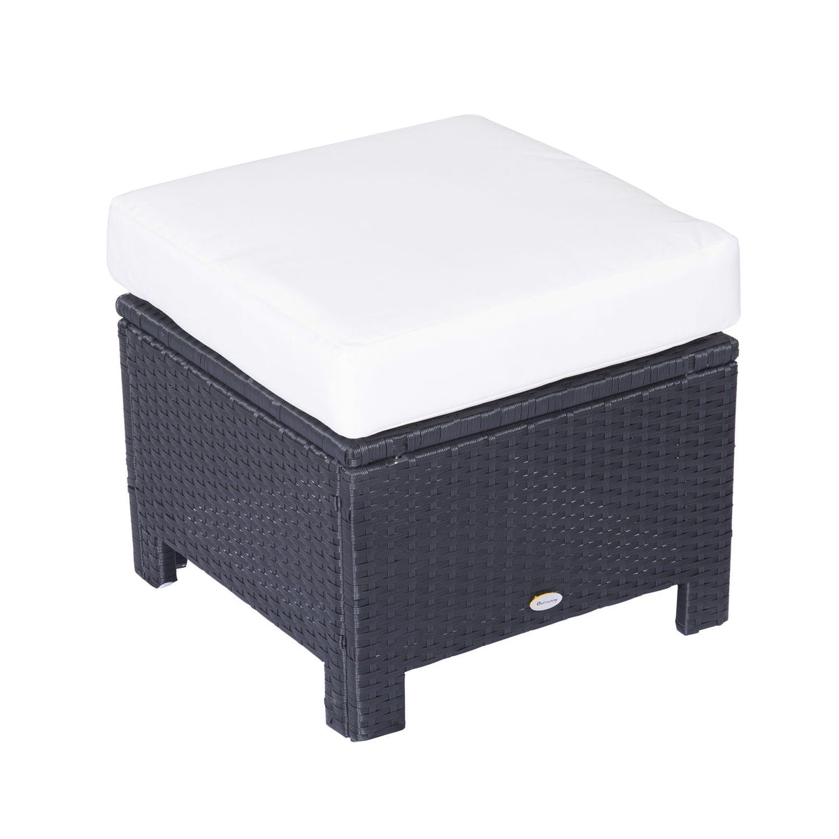 Outsunny Rattan Footstool Wicker Ottoman in Black