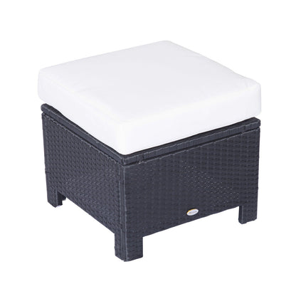 Outsunny Rattan Footstool Wicker Ottoman in Black