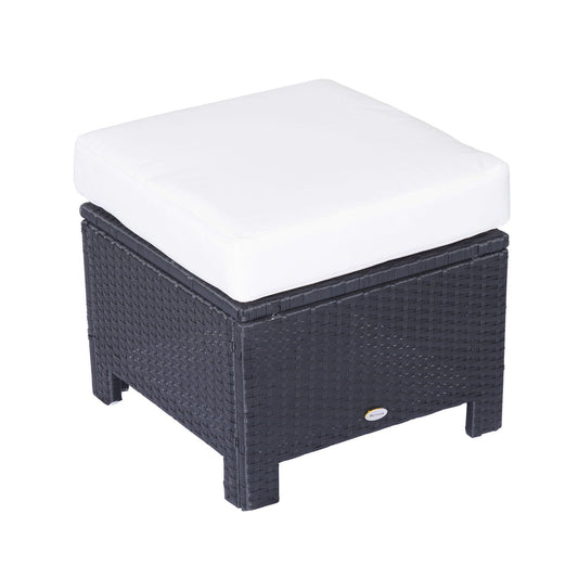 Outsunny Rattan Footstool Wicker Ottoman in Black