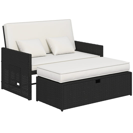 Outsunny Rattan Garden Daybed in Cream White