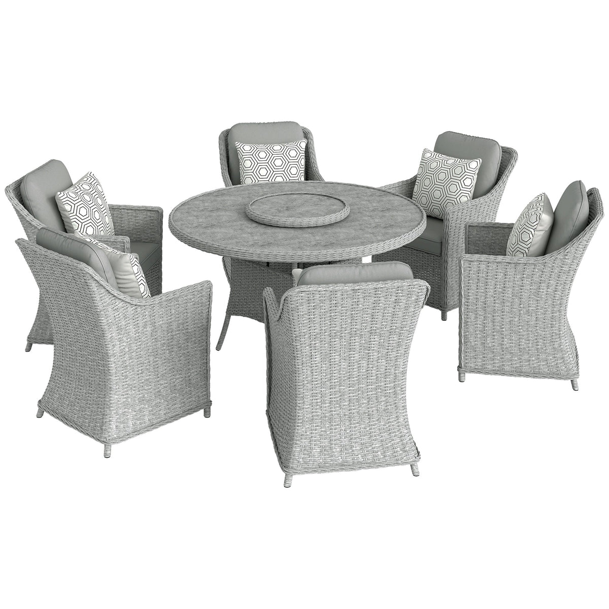 Outsunny Rattan Garden Dining Set with Lazy Susan in Grey
