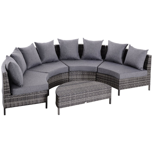 Outsunny 5 Pieces Rattan Garden Furniture Set in Grey