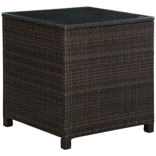 Outsunny Rattan Garden Furniture Side Table in Mixed Brown