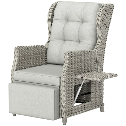 Outsunny Rattan Garden Recliner Chair in Light Grey