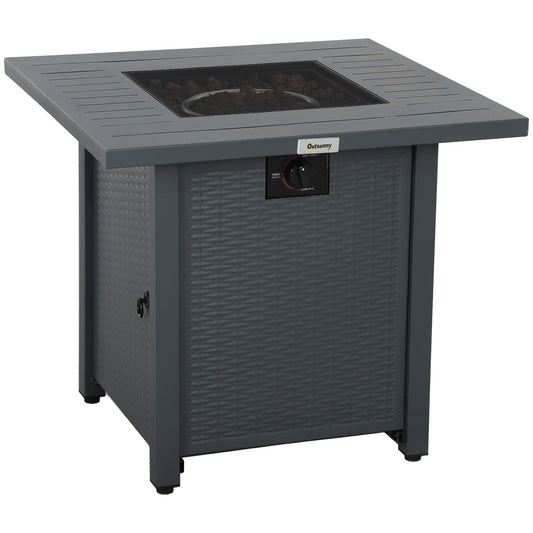 Outsunny Rattan-style Propane Gas Fire Pit Table in Grey