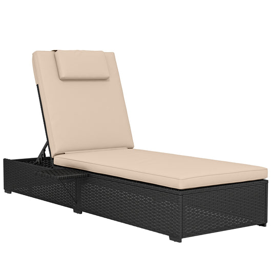 Outsunny Rattan Sun Lounger in Black