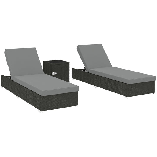 Outsunny Rattan Sun Loungers Set of 2 in Dark Grey