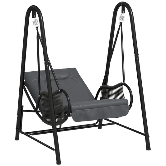 Outsunny Rattan Swing Chair in Dark Grey