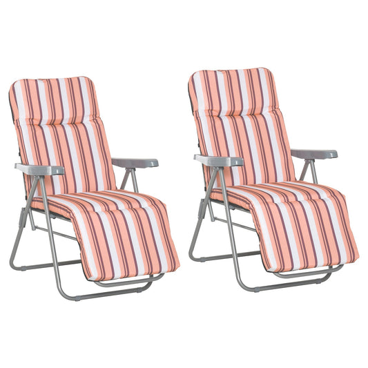 Outsunny Reclining Garden Chair Set of 2 in Orange and White