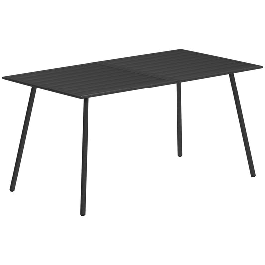 Outsunny Rectangle Garden Table with Slat Top in Black