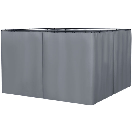Outsunny Replacement Gazebo Curtains 4-Panel Sidewalls in Dark Grey
