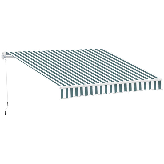 Outsunny Retractable Awning in Green and White
