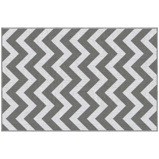Outsunny Outdoor Rug in Grey and White