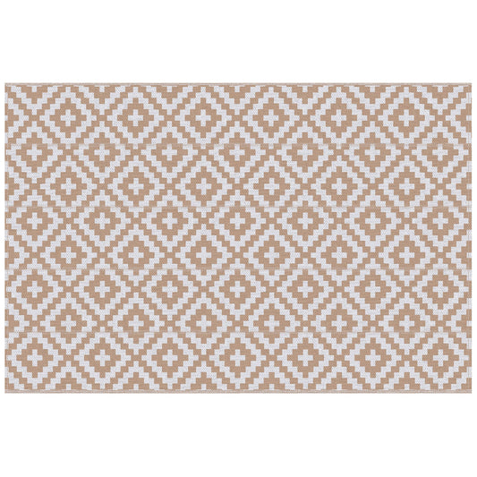 Outsunny Reversible Outdoor RV Rug in Coffee and White