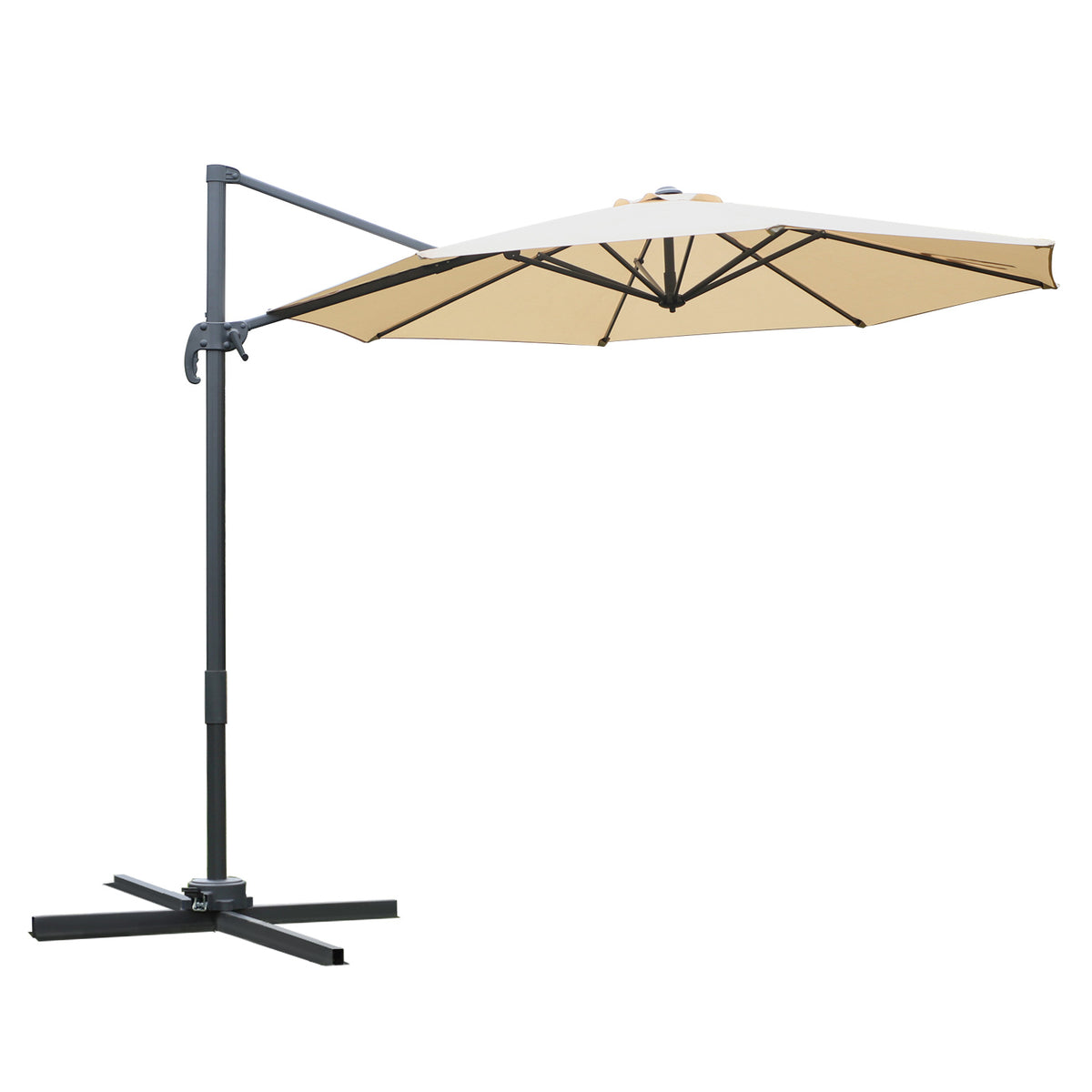 Outsunny Round Umbrella Parasol in Beige