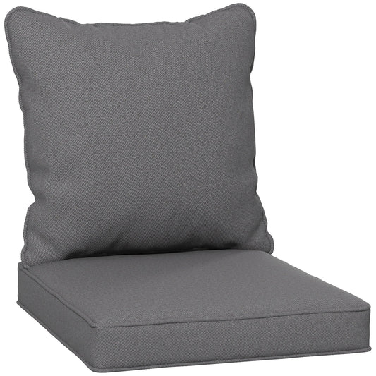 Outsunny Seat and Back Padded Cushion Set in Charcoal Grey