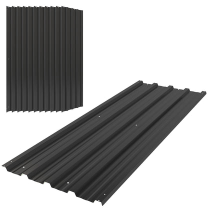 Outsunny Set of 12 Corrugated Steel Roof Sheet Panels in Black