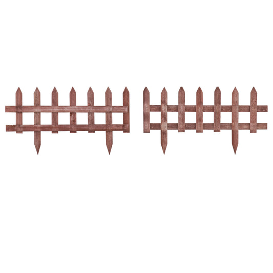 Outsunny Set of 12 Wooden 60cm Garden Fence Pieces in Rustic Brown