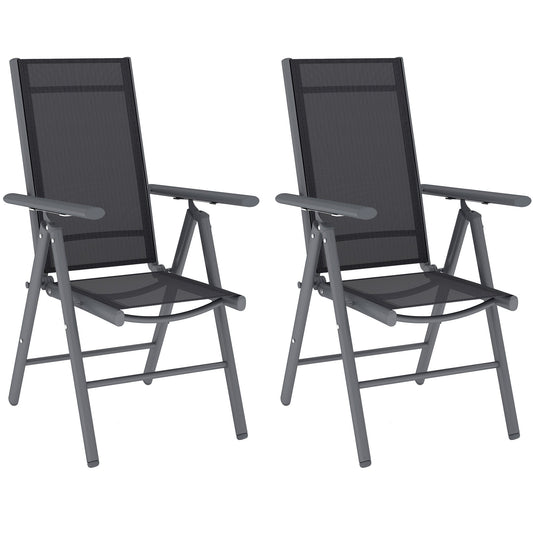 Outsunny Set of 2 Folding Chair in Dark Grey