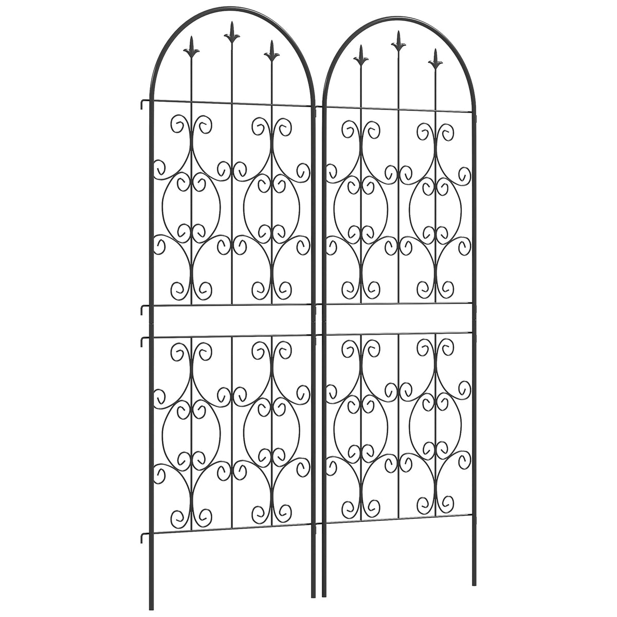 Outsunny Set of 2 Metal Garden Trellis in Black