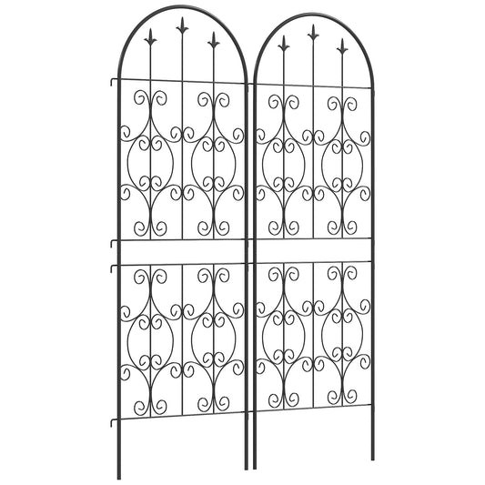 Outsunny Set of 2 Metal Garden Trellis in Black