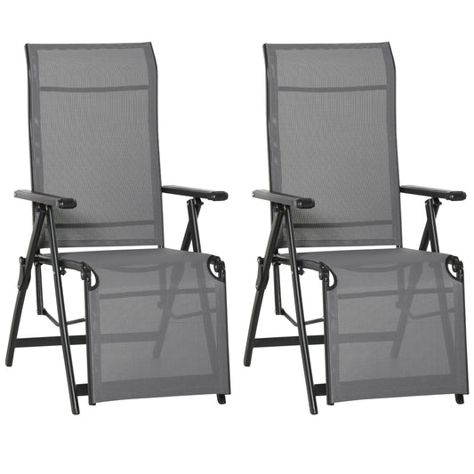 Outsunny Set of 2 Outdoor Sun Lounger in Grey