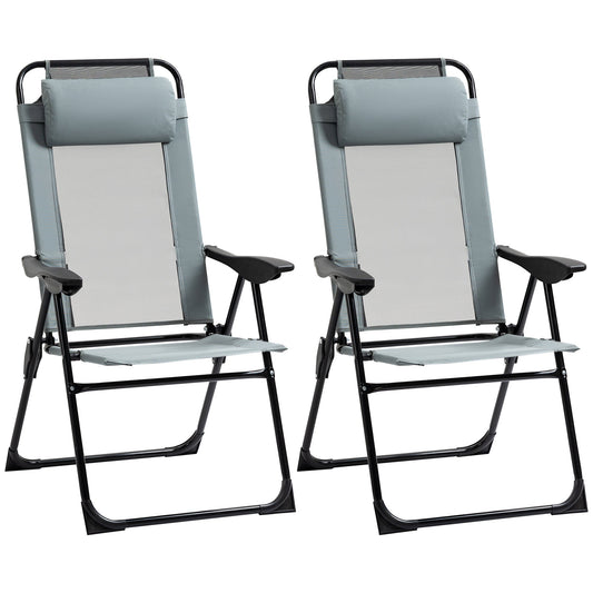 Outsunny Set of 2 Portable Folding Recliner in Grey