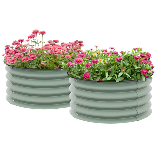 Outsunny Set of 2 Raised Garden Bed in Green