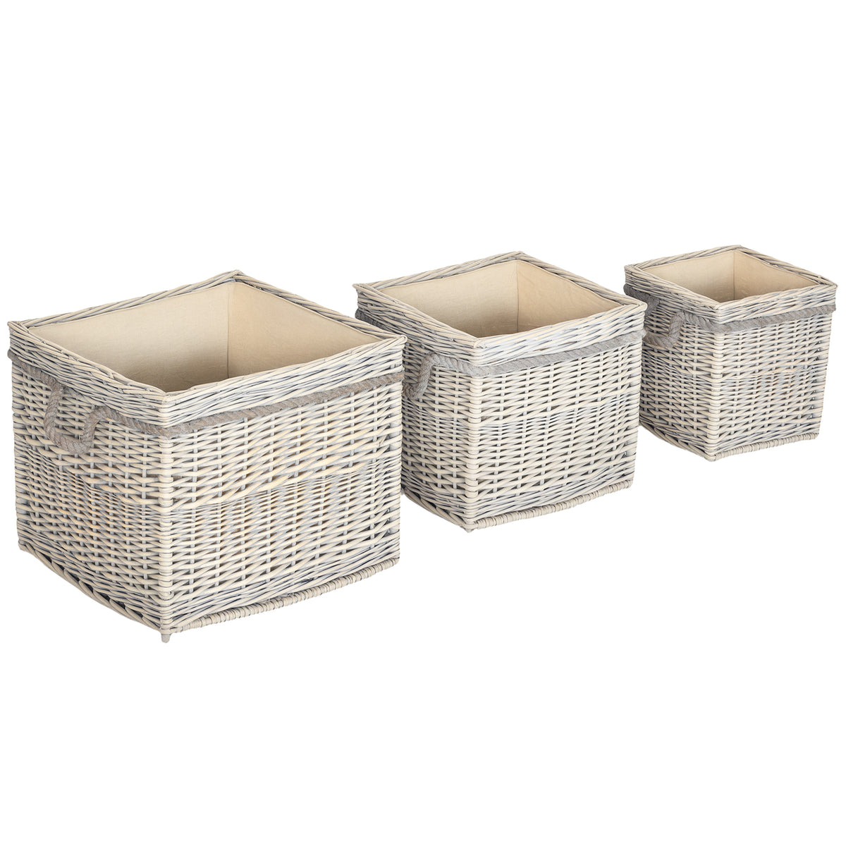 Outsunny Set of 3 Log Baskets in Beige