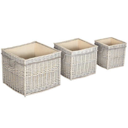 Outsunny Set of 3 Log Baskets in Beige