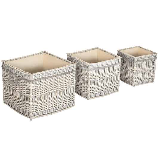 Outsunny Set of 3 Log Baskets in Beige