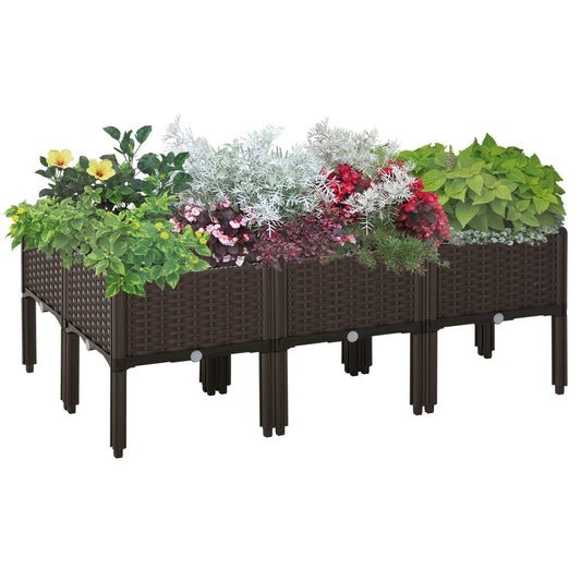 Outsunny Set of 6 26L Garden Raised Bed in Brown