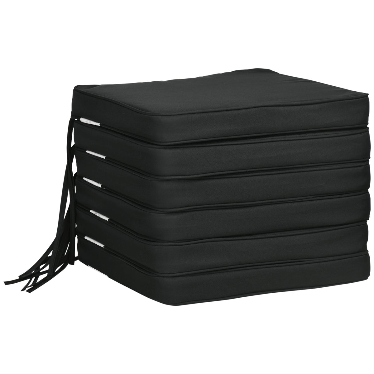Outsunny Set of 6 Chair Cushion Seat Pads in Black