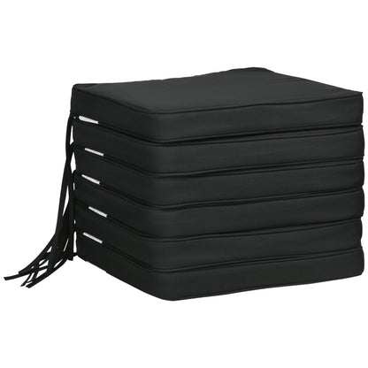 Outsunny Set of 6 Chair Cushion Seat Pads in Black
